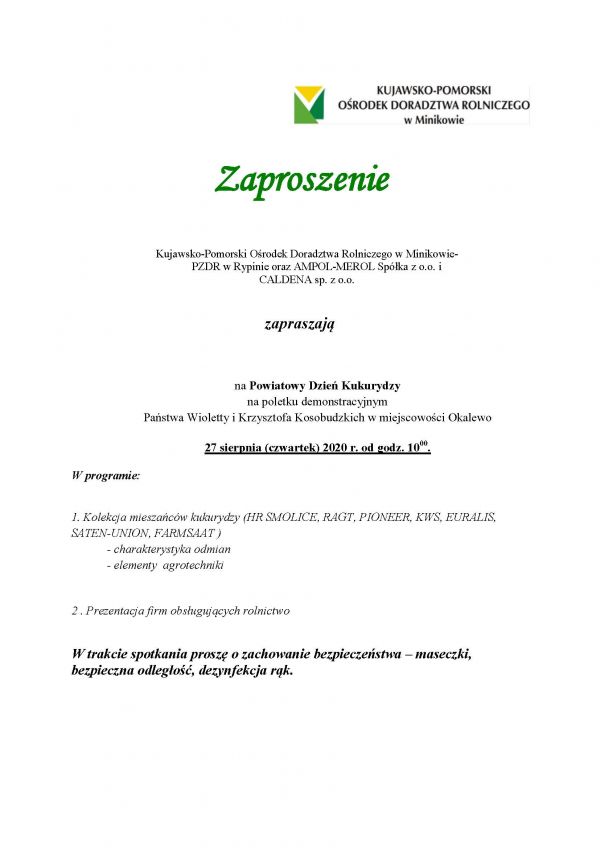 zaproszenie pokaz kukurydzy