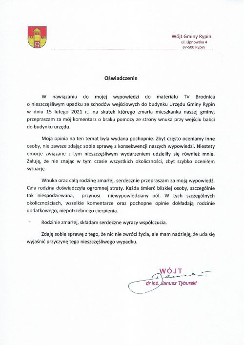 Oświadczenie wójta