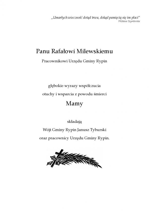 kondolencje - Milewski