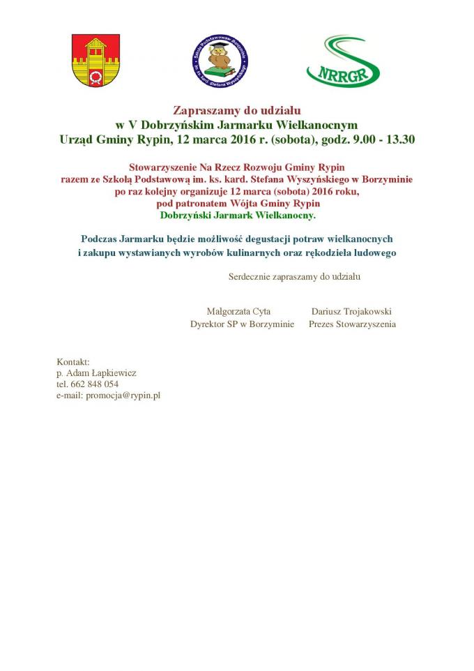 Zaproszenie do udziału w Jarmarku